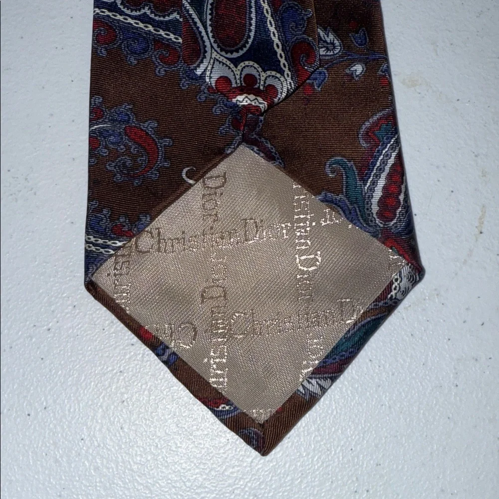 Dior Brown and Blue Paisley Tie